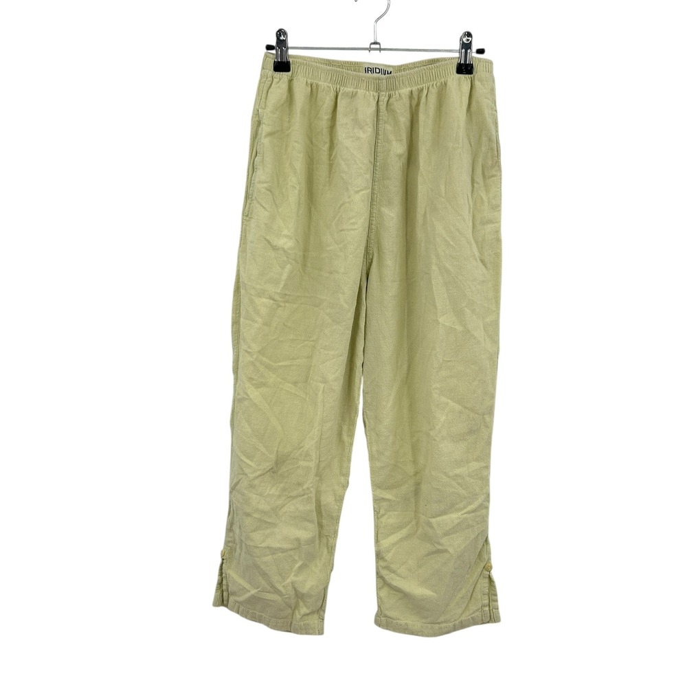 Lightweight Linen Like Pants Small‎ Green Elastic Waist Relaxed Coastal Casual